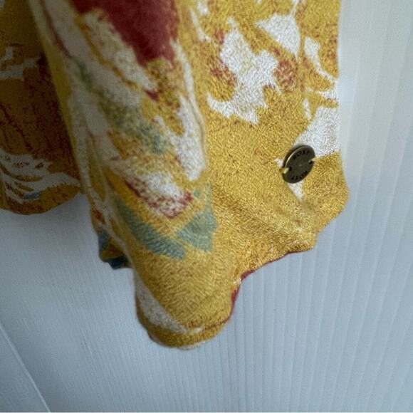 Roxy Still Waking up ruffle tip top spaghetti strap mini dress yellow floral sz8 - Picture 6 of 11